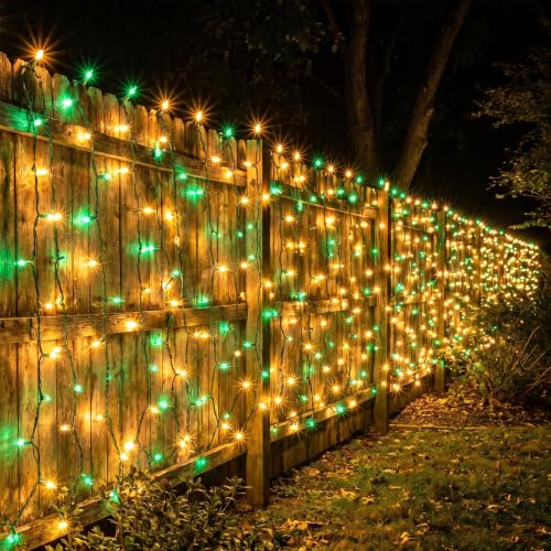 Image of BrizLabs Christmas Lights, 19.7ft 100 Count Yellow & Green String Lights, Connectable Incandescent Mini Light, 120V UL Certified Light String for Indoor Outdoor St. Patrick's Day Xmas Tree Party Decor