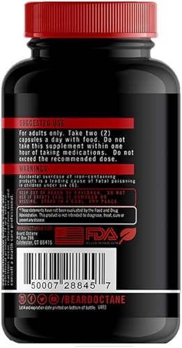 Miniatura 2 de Beard Octane Combustible para barba - Complejo vitamínico para el crecimiento del cabello de la barba con biotina, vitamina A, vitamina C -