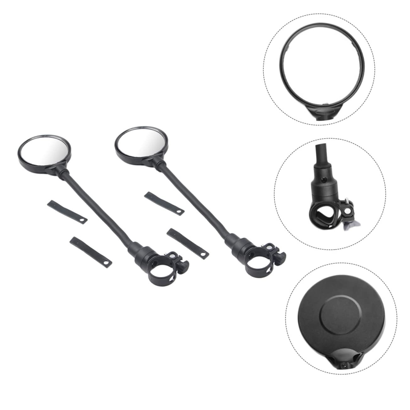 Specchietto Retrovisore Bici Manubrio Regolabile 2 Pezzi Nero | Lente Vasta e Nitida, Alluminio Abs Acrilico, per Mountain Bike e Bici da Corsa