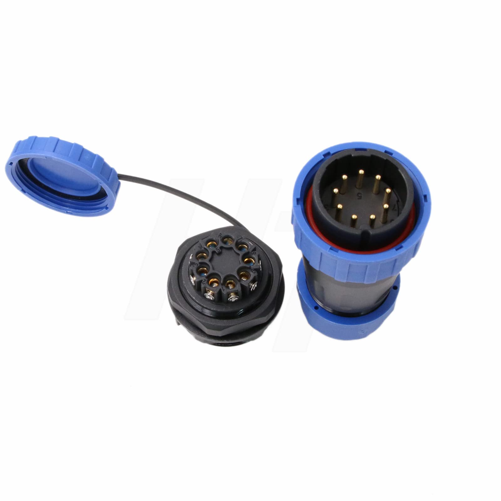 HangTon TY28 9 Pin 10A Aviation Waterproof Screw Crimp Connector Male Female Quick-Disconnect for Outdoor Boat Marine Electrical Bulkhead Automotive DIY Power Device