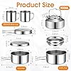 Funnymoom 15 Pcs Camping Cookware Mess Kit Outdoor Cooking Set Stainless Steel with Pot and Pan Kit 2 Set Stainless Steel Cups Plates Forks Knives Spoons for Camping Backpacking Cooking Picnic #1