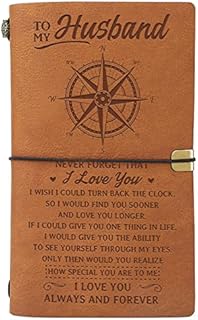 Gifts for Husband from Wife, Leather Journal Husband Birthday Gifts, 140 Page Notebook Travel Diary Gifts for Husband, Valentines Anniversary Wedding Day Gifts for Husband Him Men