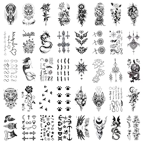 ACWOO Tatouages Temporaires, 40 Feuilles Autocollants Réalistes de Tatouage – vue 8