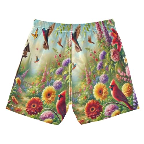 Hummingbird Flowers Butterflies Boys Swim Trunks Quick Dry Toddler Swimsuit Boy Board Shorts Bathing Suits Swimwear L2