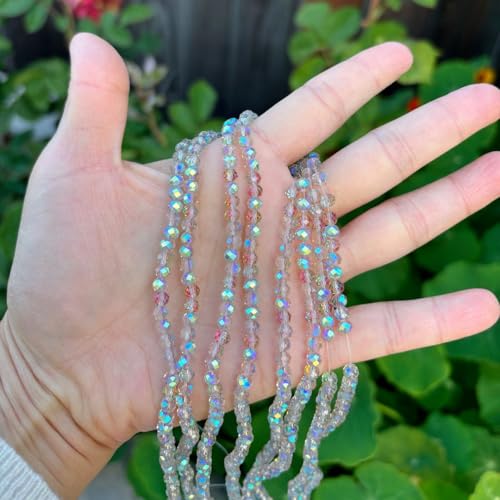 Image of 500pcs Czech Faceted Rondelle Crystal Glass Beads 4mm Small Tiny Bulk Green Red Shimmer