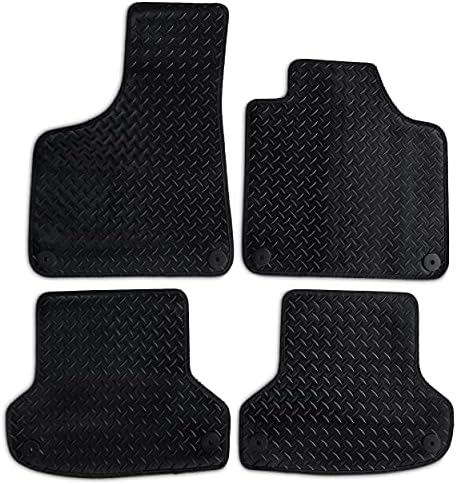 Safe Travel Fully Tailored Premium Carpet Black Car Mats With Black Trim, Safety Clips Set of 4 for Volkswagen Golf MK7 (2012-2017)