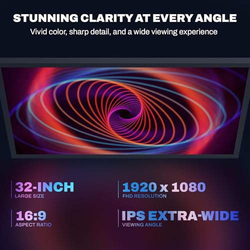 Image of 32 inch Large Digital Picture Frame, 64GB, Anti-Glare Non-Touch, WiFi Wall-Mount Frame for Home /Business, 1920x1080 FHD, Share via App, Email, USB & Micro SD, Remote Included, Black