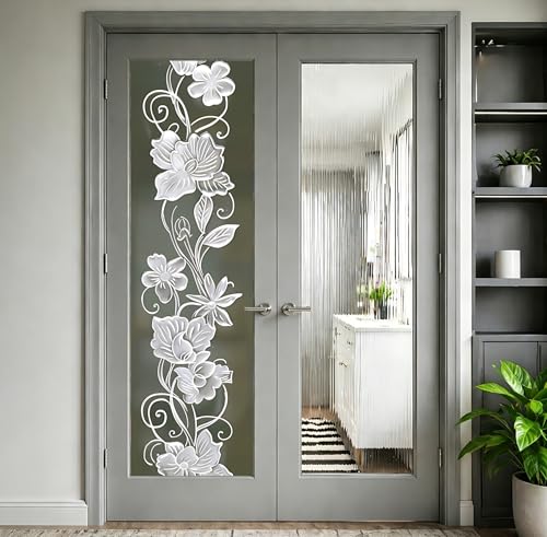 Vinilo Decorativo Frosted Blanco Floral 78.74x17.51 in miniatura 1