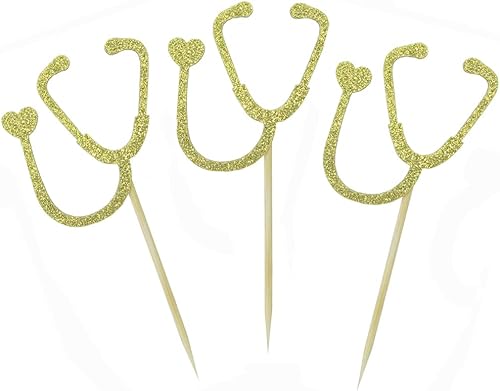 Miniatura 3 de Morndew 24 piezas de estetoscopio para magdalenas para hospital, fiesta temática, fiesta de cumpleaños, decoración de fiesta de graduación