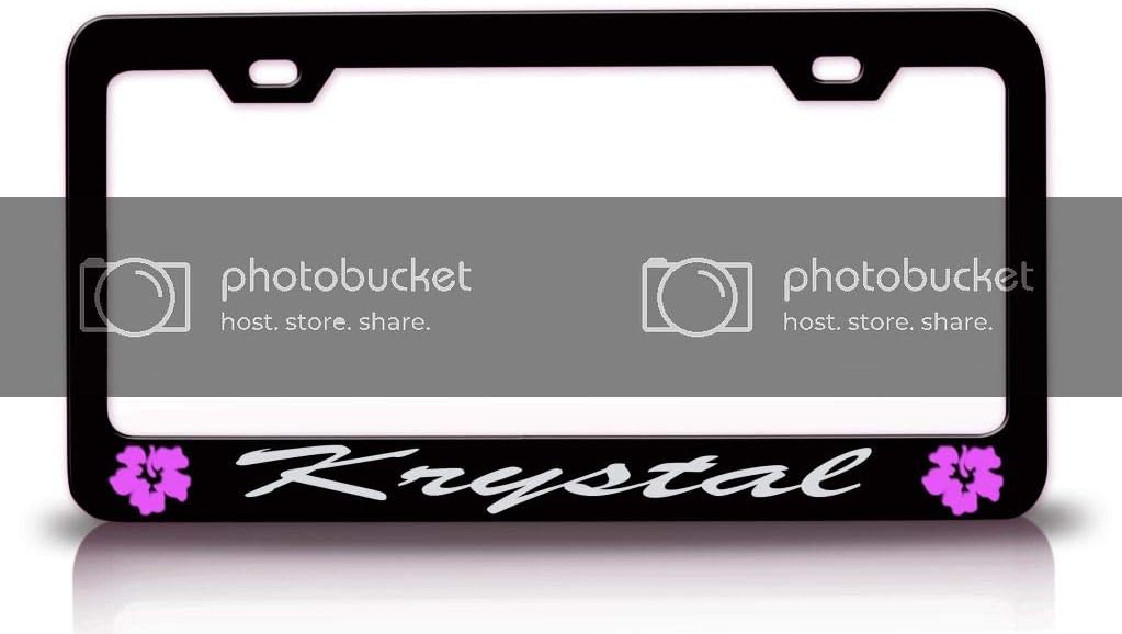 Krystal Female Name Hibiscus Metal Car SUV Truck License Plate Frame Bl g77
