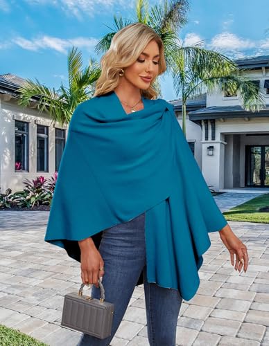 Image of PULI Womens Cross Front Poncho Shawl Wrap Elegant Wedding Formal Gift