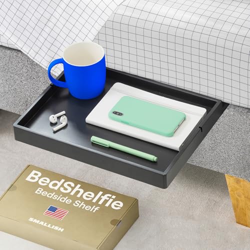 BedShelfie The Original Bedside Shelf - 9 Colores / 3 tamaños - como SE VE EN Business Insider (Diapositiva, Negro)