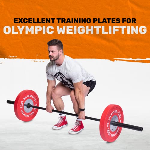 Image of Bells of Steel Competition Bumper Plates - Low Bounce, Vibrant Colour-Coded, Virgin Rubber Olympic Plates for Commercial and Home Gym - 450 mm Plate Diameter, 190 kg Weight Set