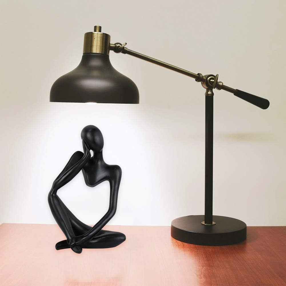 Trycooling Thinker Statue Resin Abstract Sculpture Thinker Man Statue Collectible Figurines Art Home Office Table Desk Bookshelf Decor (Black, Left)