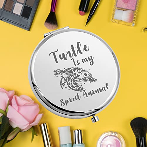 Keychin Funny Turtle Pocket Mirror Sea Turtle Gifts Turtle Is My Spirit Animal Compact Makeup Mirror For Women Girls (Turtle-S) #TOP5
