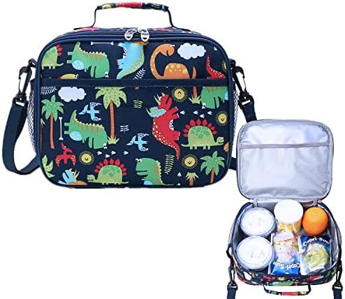 Lunch Bag for Kids, Thermal Lunch Box Kids Boys Girls, Dinosaur Lunch Box Cooler Bag Portable Lunch Organizer for School Picnic Work Hiking Beach
