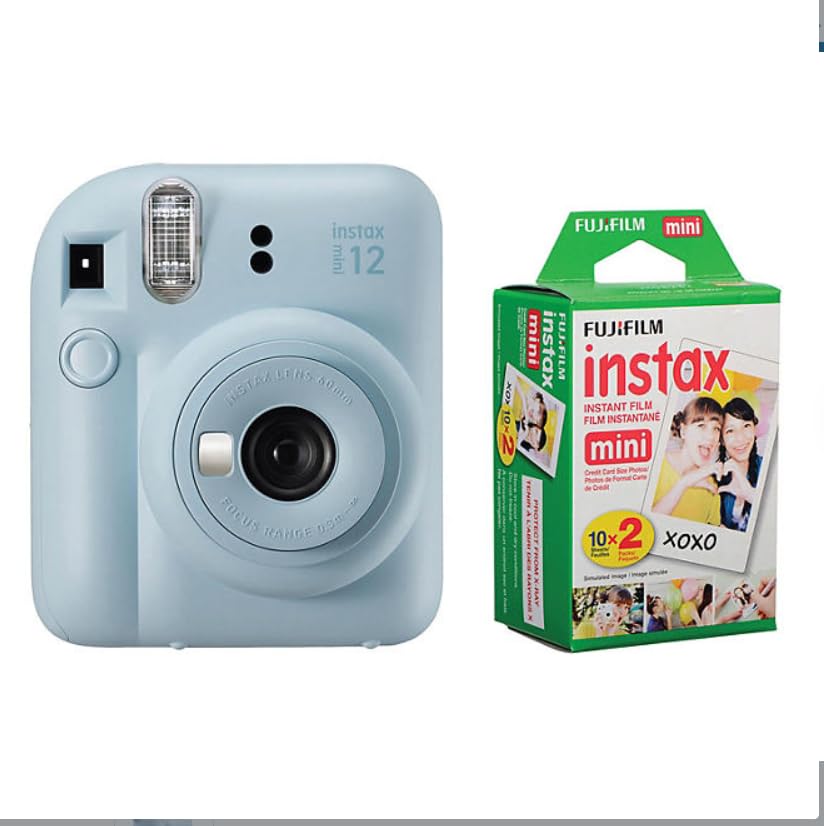 Fujifilm Instax Mini 12 aparat natychmiastowy z folią bonusową, 20 arkuszy - niebieski (niebieski)