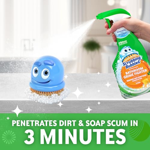 Image of Scrubbing Bubbles Bathroom and Shower Cleaner Disinfectant Spray, Bathroom Grime Fighter, Citrus Scent, 32oz (Pack of 2)