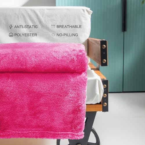 Image of Exclusivo Mezcla Plush Fuzzy Fleece Throw Blanket Extra Large, Super Soft, Fluffy and Warm Blankets for Couch, Bed, All Season (Hot Pink, 50x70 inches)