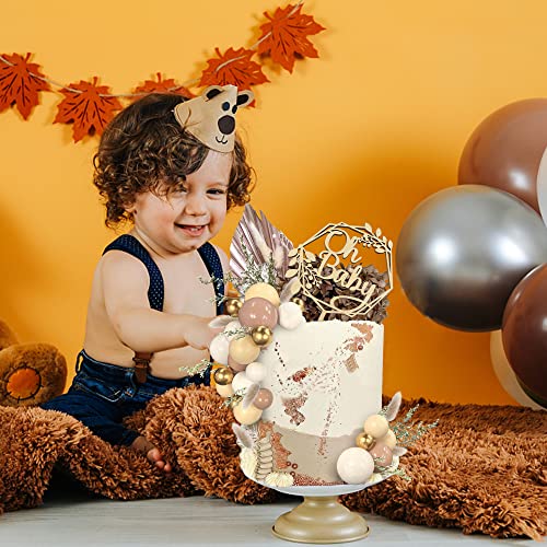 47 Pcs Wood Oh Baby Boho Balls Cake Topper Decorations Baby Shower Decorations For Newborn Birthday Wedding Gender Reveal Cake Decorations #TOP5