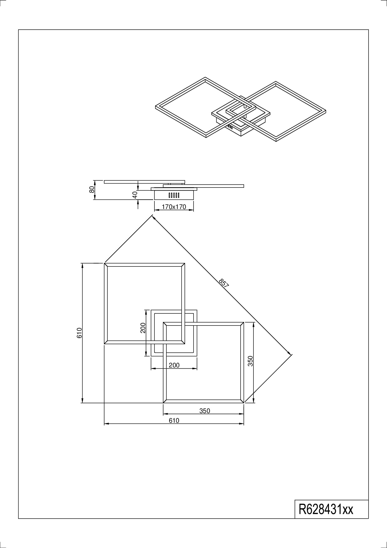 Reality, Lámpara de techo, Arribo incl. 1xLED