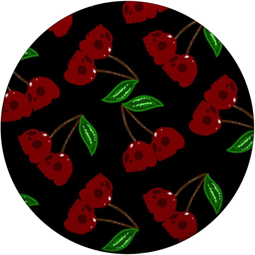 Skull Cherries Pattern Cool Scary Fruit Art Artist Men Women PopSockets Adhesive PopGrip - Image 3