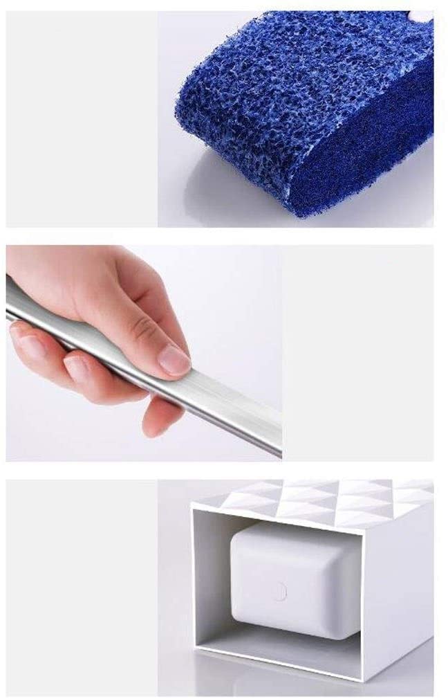 Juego de Cepillo para Inodoro Cepillo de Inodoro Creativo, Cepillo de Inodoro de Doble Cara Flexible y de Limpieza sin ángulos Muertos Cepillo para Inodoro con Mango único Estropajo para ino