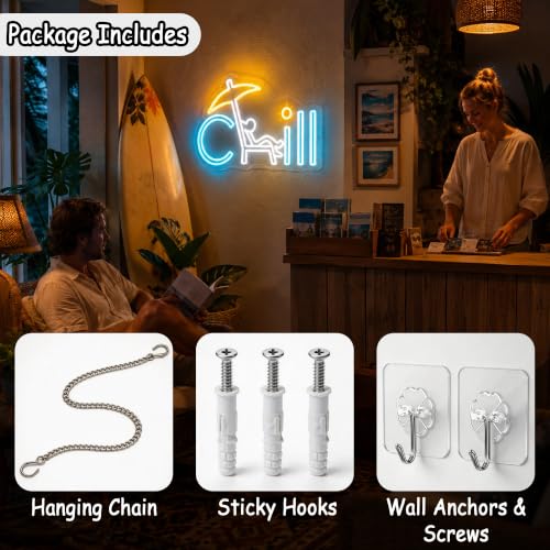 Image of Chill Neon Sign for Wall Decor Dimmable Led Neon Lights Signs