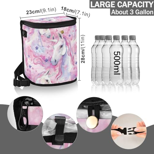 Image of Car Trash Can Watercolor Unicorns Star Car Garbage Bag with Lid Hanging Waterproof Leak Proof Vehicle Storage Bin