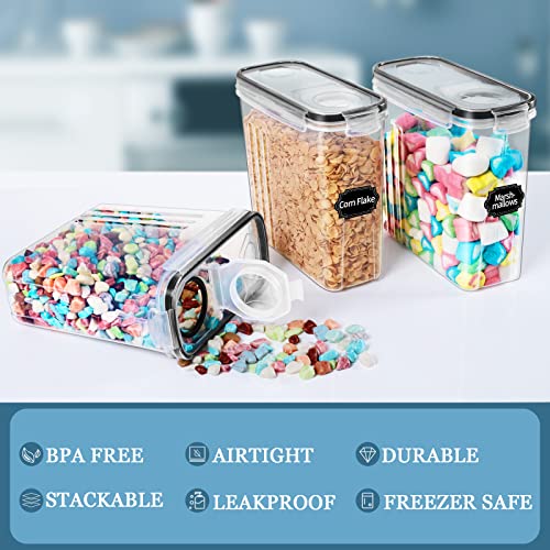 Skroam Cereal Containers Storage, Airtight Food Storage Container With Lid Of 3 [2.5L/85.4Oz] For Kitchen & Pantry Organization, Bpa-Free Plastic Cereal Dispensers For Flour, Sugar, 20 Lables & Marker #TOP4