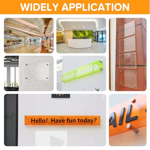 Lyeteung 10 Stücke 12×50 mm Schilder Abstandshalter, Edelstahl Schilderhalter Werbeschraube, Werbung Schrauben Abstandshalter, Glasabstandsbolzen mit Schrauben und Spreizrohr, für Schilder Displays