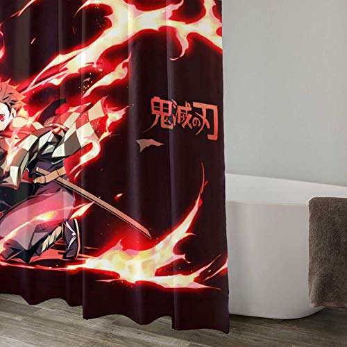 Waterproof Anime Shower Curtain with 11 Hooks, 72inch X 72inch, Durable Manga Shower Curtains for Bathroom Home Decoration