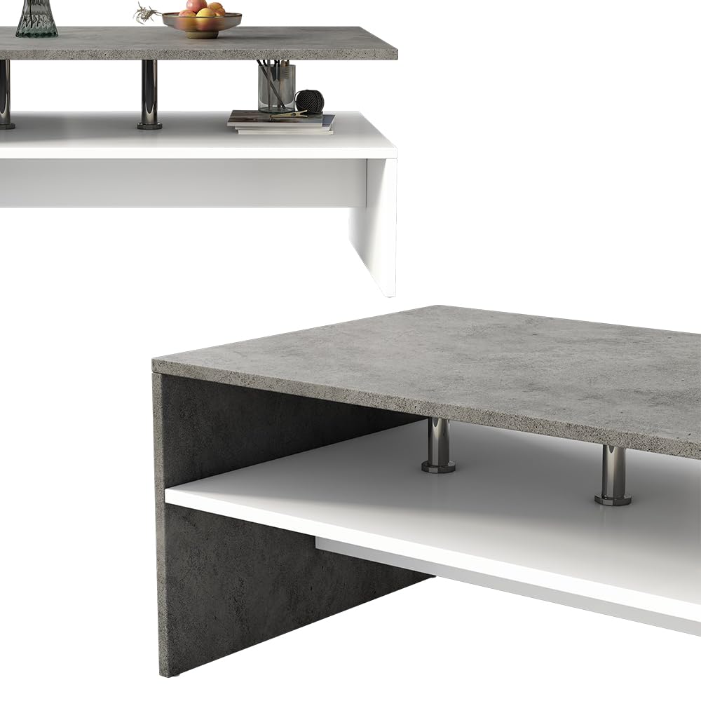 Vicco Tavolino da salotto Mike, Calcestruzzo, 90 x 60 cm