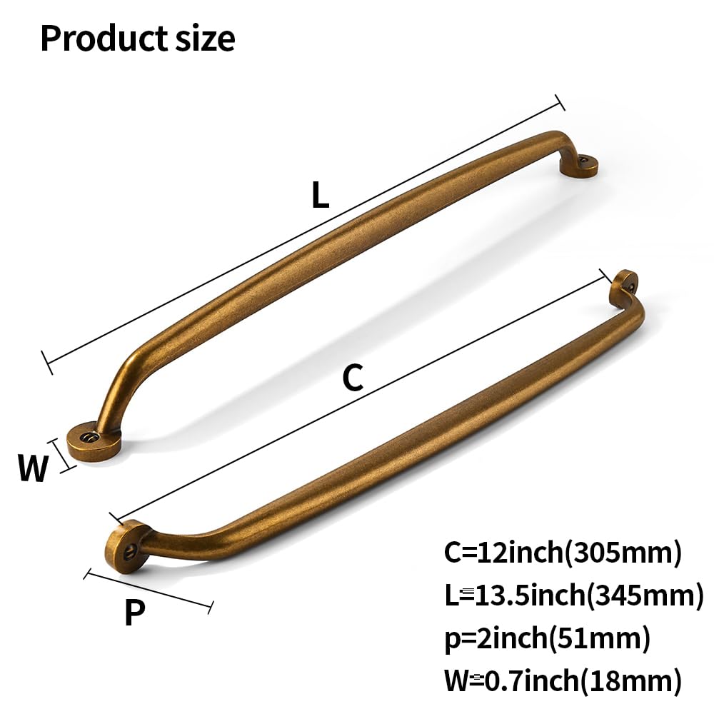 KHTUMEWARE-80338 Antique Brass Appliance Pulls CTC 12 in (305 mm) in Antique Brass — KHTUMEWARE