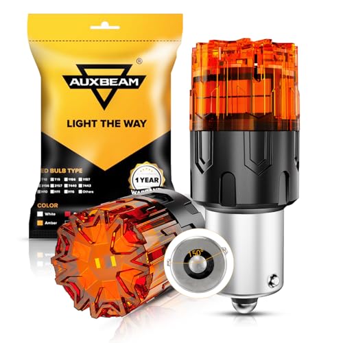 Auxbeam 2026 B2 Series BAU15S LED Bulb Amber Soft Light Long Life 400% Brighter 7507 PY21W Bulbs for Turn Signal Blinker DRL Parking Lights (Need Resistors for Brake or Turn Signal Light Use)