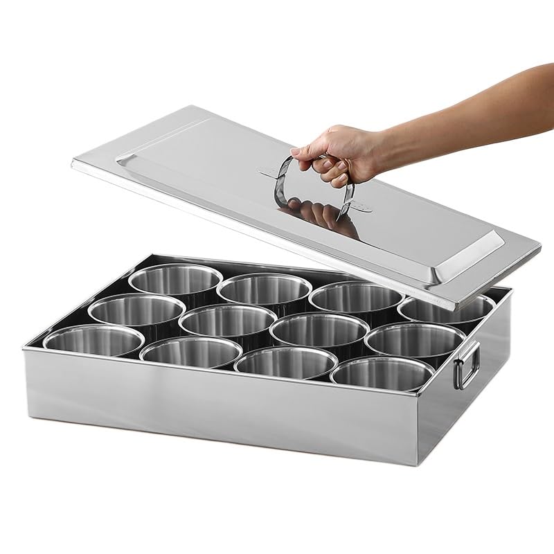Organizador de mesa de acero inoxidable: dispensador de salsas y condimentos para la estación de llenado de pizza, incluye un asa para facilitar el acceso y un manejo eficiente
