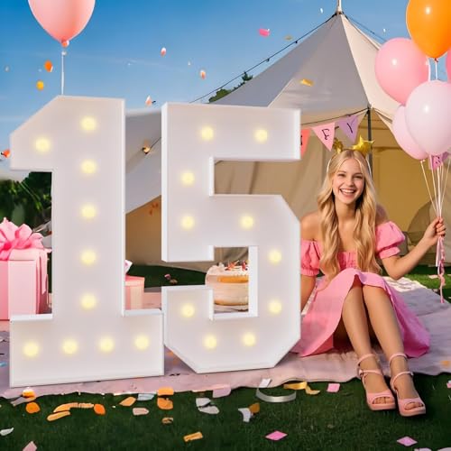 imprsv 4FT Marquee Numbers, Light Up Numbers 3 for 13th 30th Birthday Decorations, Large Light Up 3 Anniversary Party Deco, Pre-Cut Foam Board Kit by imprsv - Image 5