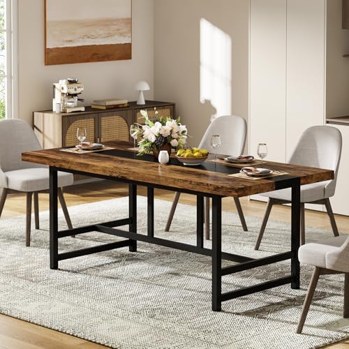 Tribesigns-Dining-Table-for-6-8-70-Rustic-Kitchen-Table-with-Metal-Frame-Wood-Rectangular-Dining-Room-Table-Large-Dinner-Table-for-Kitchen-Dining-Room-Home-Brown Tribesigns Dining Table for 6 8 70 Rustic Kitchen Table with Metal Frame Wood Rectangular Dining Room Table Large Dinner Table for Kitchen Dining Room Home Brown