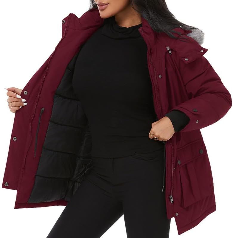 KVE Women's Quilted Winter Coat (Standard & Plus Size) Warm Puffer Jacket Thicken Parka with Removable Hood - Image 6