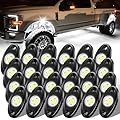 Wonywin 24 Pods White Rock Lights, 6000K Pure White Super Bright Wide Angle IP68 Waterproof LED Rock Lights for Trucks Pickup SUV UTV ATV Motorcycle Car Boats Underglow Lighting