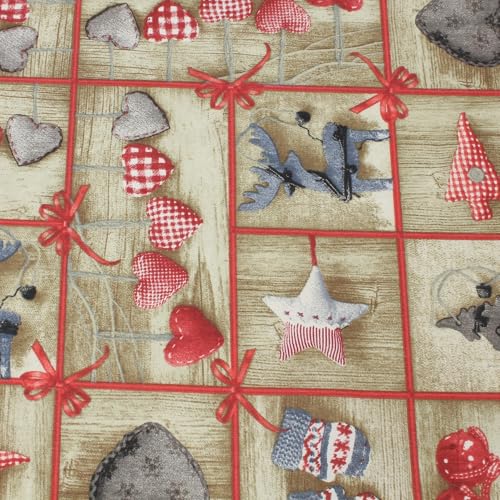 Weihnachtsstoff Meterware Beige 140 cm – Festlicher Stoff mit...