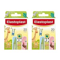 Elastoplast Kids Plastic Animal Plasters (40 Pack) | Fun Animal Print Designs | Kid-Friendly Bandages | Gentle Removal | Protects Scrapes, Cuts & Grazes | Water-Resistant Material