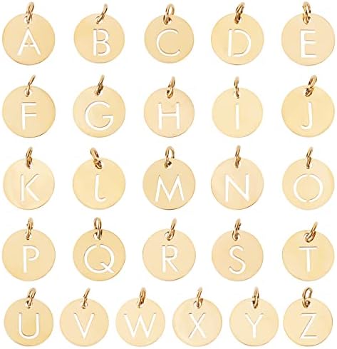 SUNNYCLUE 1 Doos Met 26 Stuks Gouden Alfabet Bedels In 26 Stijlen Metaallegering Alfabet Letters A Tot Z Hangers Voor Doe-het-zelf Sieraden Armband