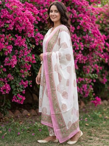 Image of INDO ERA Women Pure Cotton Kurta Set with Dupatta | Farsi Salwar Suit