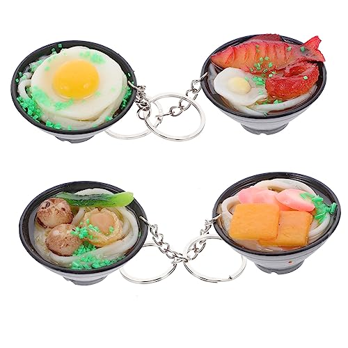 GLSTOY 4stücke Bunte Ramen-nudel-schlüsselanhänger Realistische Dekorative Anhänger Ramen-schlüsselringe Zufälliger Stil Für Schlüssel Taschen Rucksäcke