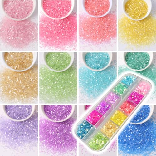 お試し12色セット レジン 封入 カレット ガラス カラフル 封入パーツ シリコンモールド アクセサリーパーツ 各5gの商品画像（Amazon）