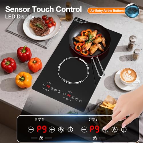 Image of Double Induction Cooktop, Portable Induction Stove Hot Plate with 9-Level Touch Control, Safety Lock, Auto Shutoff Timer Setting, Overheating Protection for Apartments, RVs, Camping
