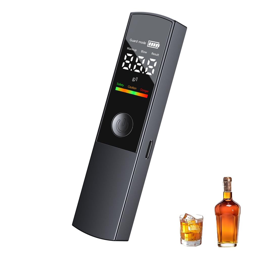 Éthylotest Numérique Portatif avec Écran LCD, Mesure Précise 'Alcool Et Plage Mesure De 0 À 2,0 G/L, Indicateur De Détection Tricolore Et Réutilisable pour Les Fêtes.