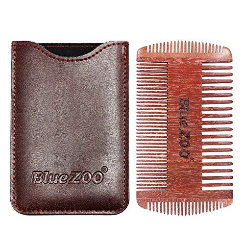 ELECTROPRIMEBluezoo Wooden Beard Comb Anti Static Wood Pocket Comb with Fine Coarse Tee X8X3
