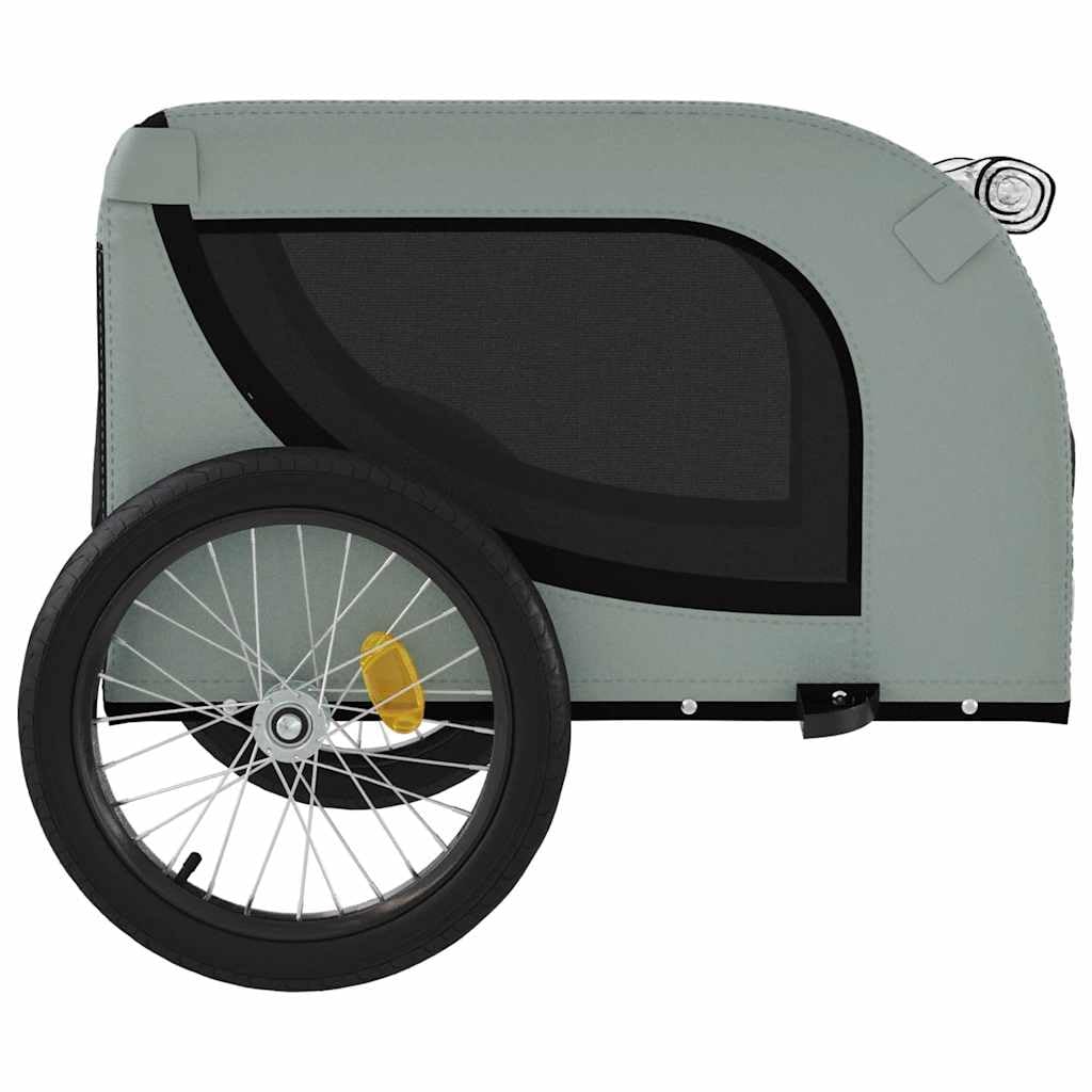 Przyczepa rowerowa dla psów, szara, czarna, z tkaniną Oxford i żelazną ramą, składana, wózek transportowy dla zwierząt domowych, bezpieczny w podróży, z siatką i osłoną przeciwdeszczową